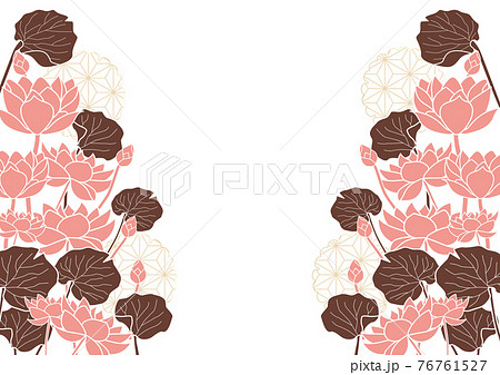 蓮の花の背景素材　水彩　花　仏　和風　和柄　日本 76761527