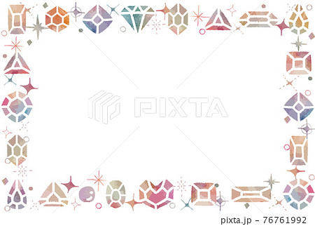 手描きの可愛い宝石のカラフルなフレームのイラスト素材