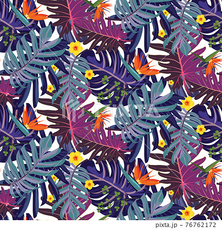 Tropical Rain Forest Leaf Color Seamless のイラスト素材