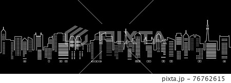 ビルのある都市風景のイラスト(線画) ビルのある都市風景のイラスト(線画) 76762615