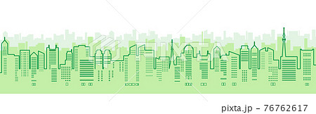 ビルのある都市風景のイラスト（線画） 76762617