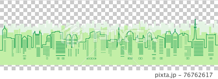 城市景觀與建築物的插圖(線描) 城市景觀與建築物的插圖(線描) 76762617