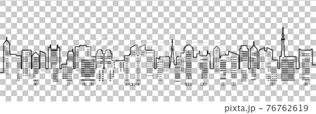 ビルのある都市風景のイラスト（線画） 76762619