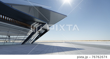 Steel and glass modern building exterior. 3D rendering 76762674