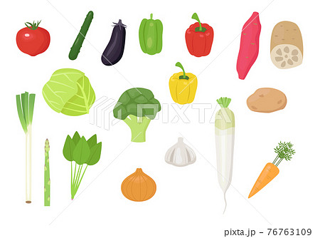 カラフルな野菜のイラストセットのイラスト素材