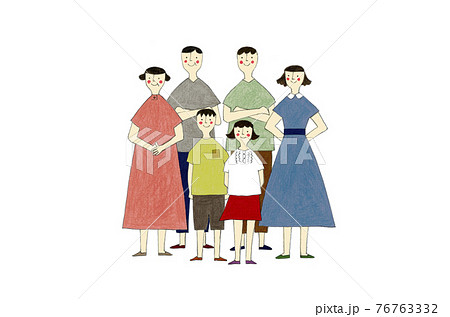 3世代の仲良し家族のイラスト素材 3世代の仲良し家族のイラスト素材