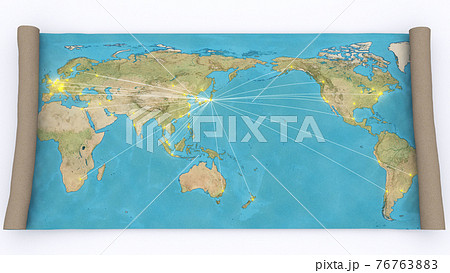 世界地図　ネットワーク　通信　リンク　リモート 76763883