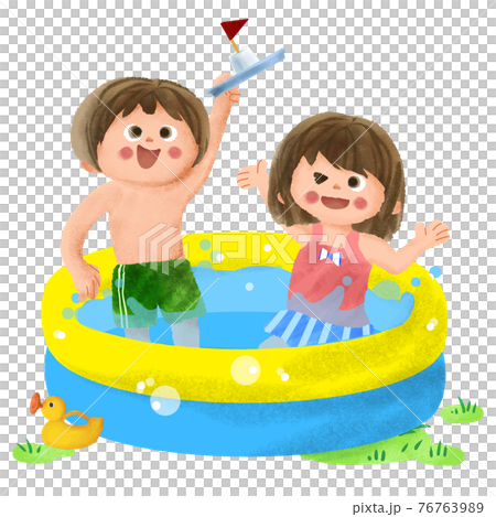 Children playing in the water - Stock Illustration [76763989] - PIXTA