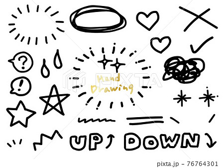 ラフな手書きのかわいいアイコンセットのイラスト素材 [76764301] - PIXTA