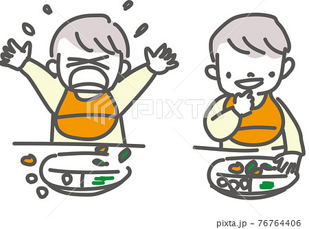 赤ちゃんの食事風景イラストのイラスト素材