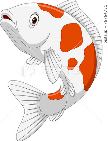 波鯉 イラスト集 大判 KOI Carp climbing a waterfall Ink painting Ukiyo-e - Stock