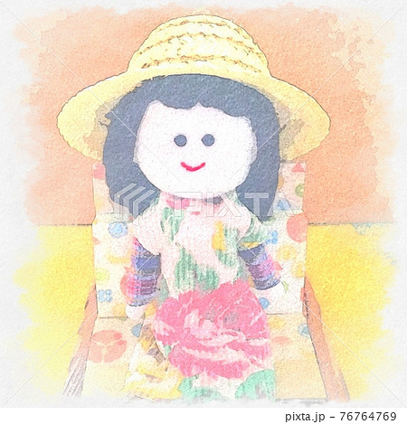 麦わら帽子の女の子のイラスト素材