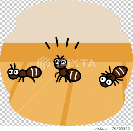 A row of black ants walking on the floor 76765840