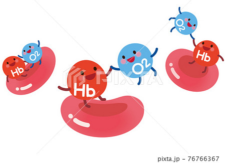 ヘモグロビンと結合する酸素 血液のイラスト素材