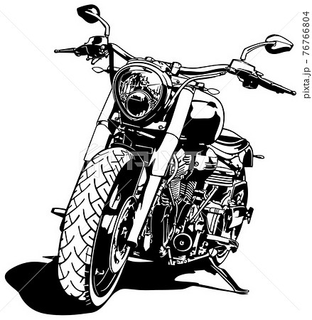 Black and White Motorcycle Drawing Black and White Motorcycle Drawing 76766804