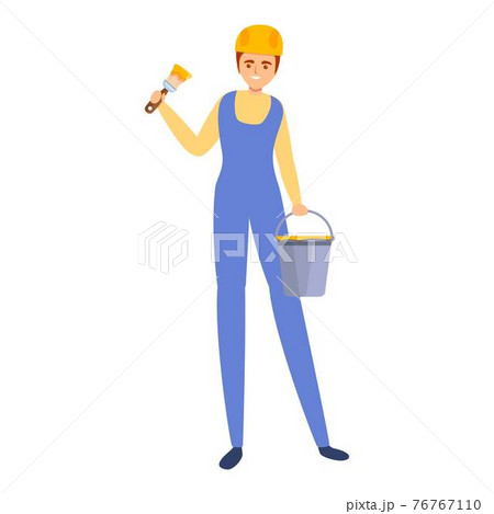 Builder paint bucket icon, cartoon style 76767110
