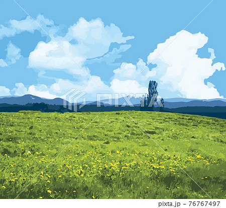 北海道の青空と大地 76767497