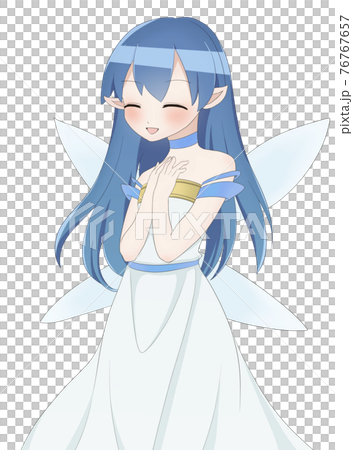 妖精のイラスト　青　ニコニコ 76767657
