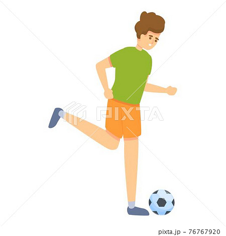 Boy running play soccer icon, cartoon style 76767920
