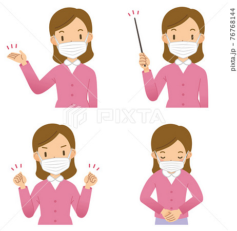 マスクを付けた女性（上半身） 76768144