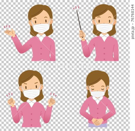マスクを付けた女性（上半身） 76768144