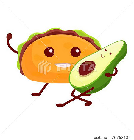 Taco with avocado icon, cartoon style 76768182