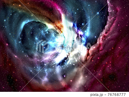 宇宙に広がる星雲のイラスト素材