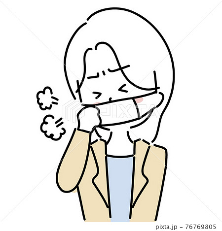 咳込むマスク女性 76769805