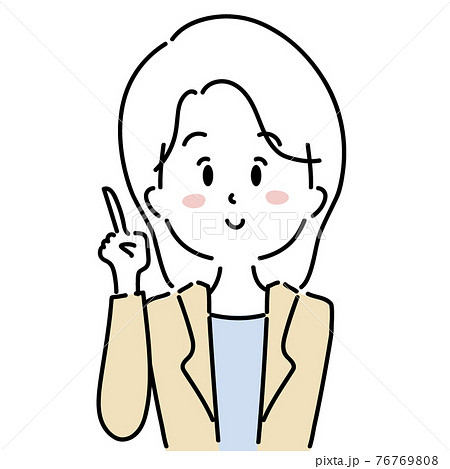 ポイントを指さしをする女性 76769808