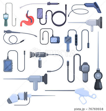 Endoscope icons set, cartoon style 76769938