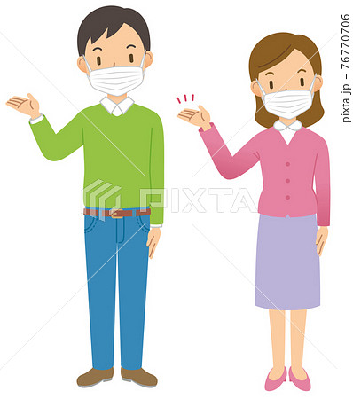 案内する男性と女性のペア(全身)(マスク) 案内する男性と女性のペア(全身)(マスク) 76770706