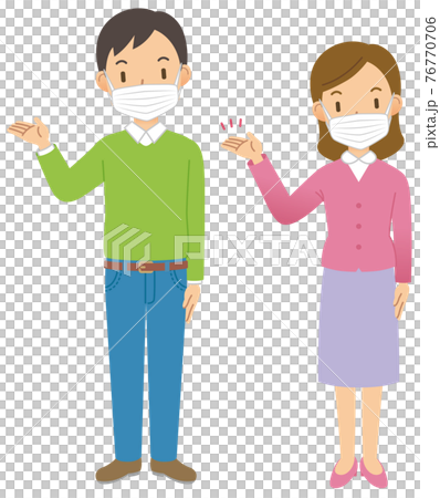 案内する男性と女性のペア(全身)(マスク) 案内する男性と女性のペア(全身)(マスク) 76770706