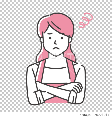 A young woman in an apron in trouble A young woman in an apron in trouble 76771015