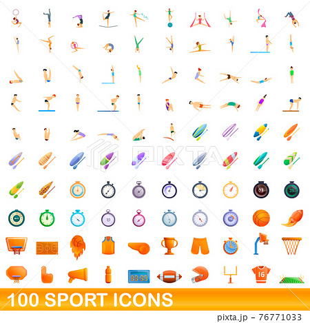 100 sport icons set, cartoon style 100 sport icons set, cartoon style 76771033