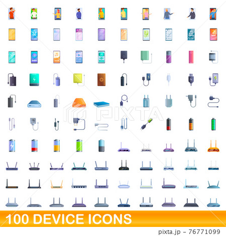 100 device icons set, cartoon style 100 device icons set, cartoon style 76771099