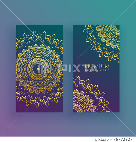 luxury mandala cards in golden theme luxury mandala cards in golden theme 76772327