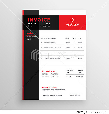 red invoice template design for your business red invoice template design for your business 76772567