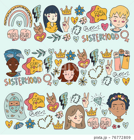 Creative Pattern With Vector Woman Group Of のイラスト素材