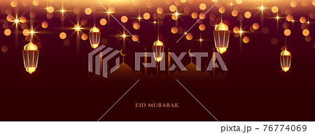 beautiful shiny eid mubarak festival celebration banner beautiful shiny eid mubarak festival celebration banner 76774069