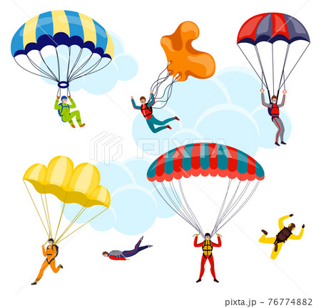 Parachutist Vector Setのイラスト素材