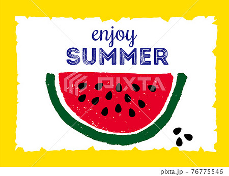 可愛いスイカの手描きイラスト のイラスト素材