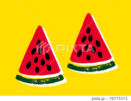 可愛いスイカの手描きイラスト。 76775571
