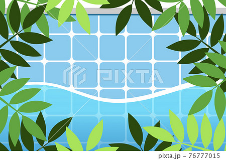 プールの背景 長方形 ボタニカルのイラスト素材