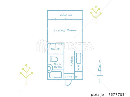 間取りイラスト ワンルームのイラスト素材