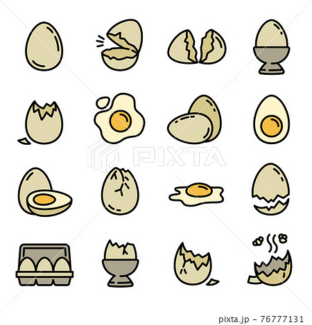 Eggshell icons set, outline style Eggshell icons set, outline style 76777131