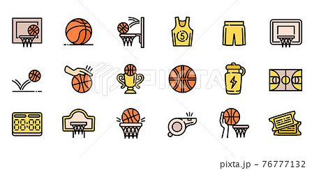 Basketball equipment icons set, outline style Basketball equipment icons set, outline style 76777132