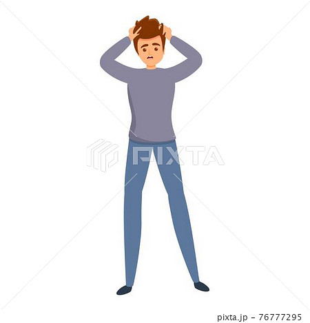 Scared boy icon, cartoon style Scared boy icon, cartoon style 76777295