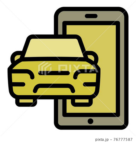 Phone car sharing icon, outline style 76777587