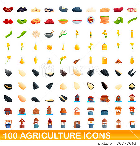 100 agriculture icons set, cartoon style 100 agriculture icons set, cartoon style 76777663