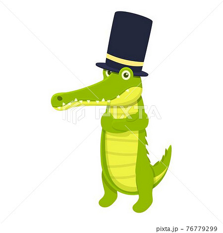 Top hat crocodile icon, cartoon style 76779299